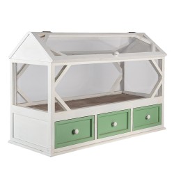 Clayre & Eef Decorative Propagation Box 76x33x51 cm White Green Wood Glass Rectangle
