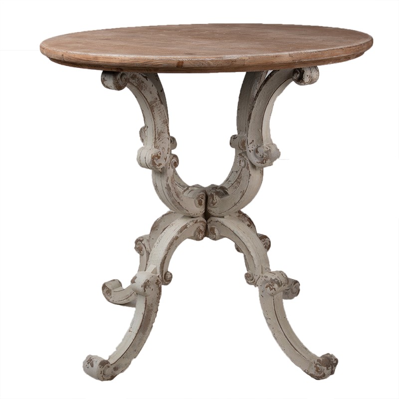 Clayre & Eef Table d'appoint Ø 80x80 cm Beige Marron Bois