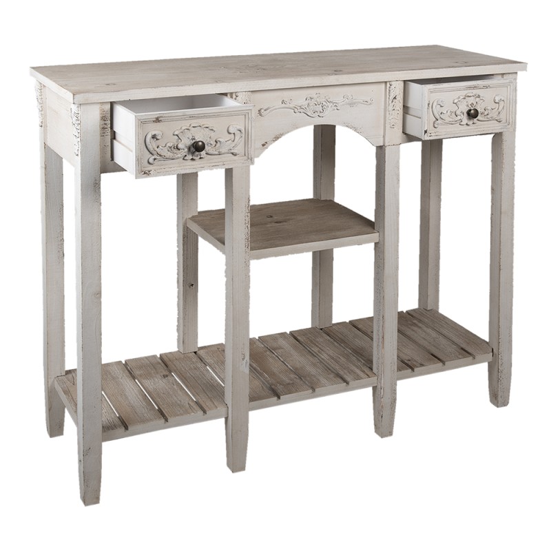 Clayre & Eef Tavolino da appoggio 125x40x95 cm Bianco Legno  Rettangolo