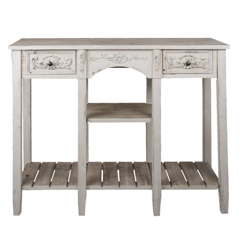 Clayre & Eef Sidetable  125x40x95 cm Wit Hout Rechthoek