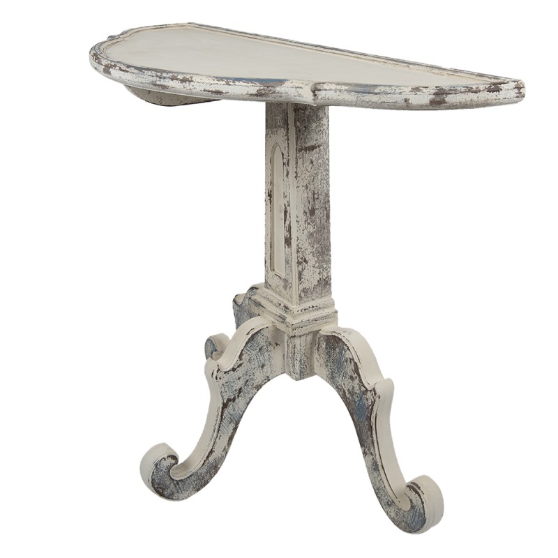 Clayre & Eef Tavolino da appoggio 100x42x84 cm Bianco Beige Legno