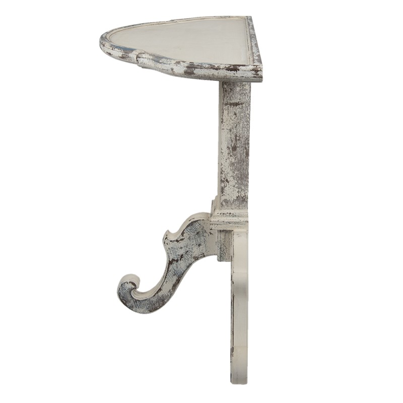 Clayre & Eef Tavolino da appoggio 100x42x84 cm Bianco Beige Legno