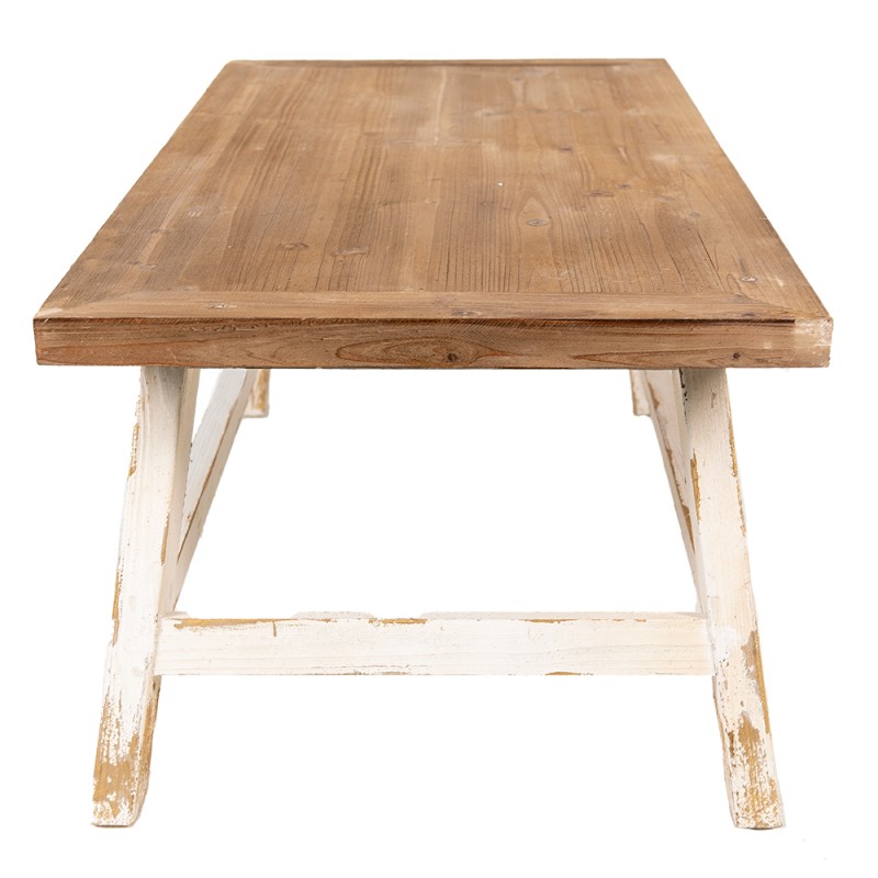 Clayre & Eef Coffee Table 120x60x48 cm White Brown Wood