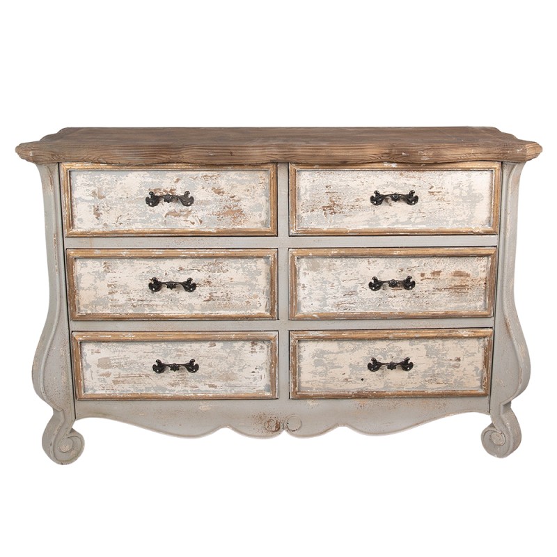 Clayre Eef Credenza 135x41x89 cm Beige Grigio Legno