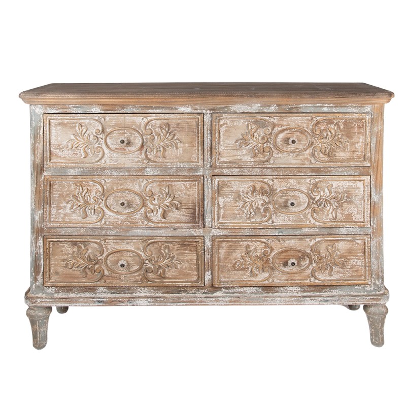 Clayre & Eef Dressoir  141x40x105 cm Beige Grijs Hout Rechthoek