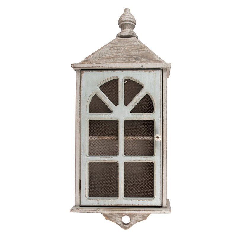 Clayre & Eef Wandkast  35x17x89 cm Grijs Hout Glas
