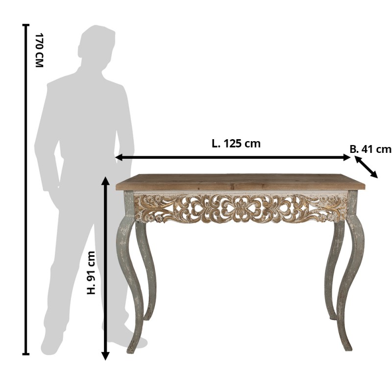 Clayre & Eef Sidetable  125x41x91 cm Bruin Beige Hout