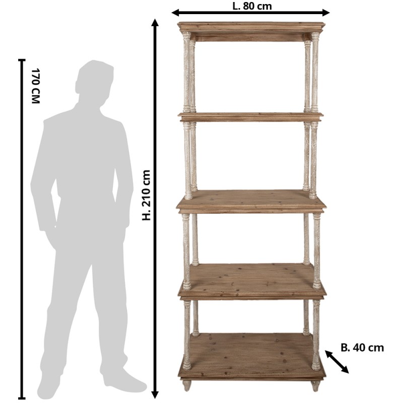 Clayre & Eef Bibliothèque 80x40x210 cm Marron Bois