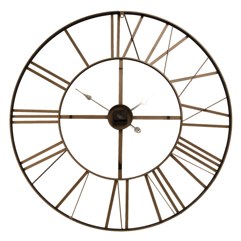 Clayre & Eef Wanduhr Ø 90 cm Schwarz Metall Rund