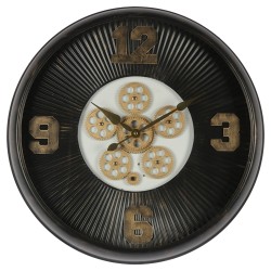 Clayre & Eef Orologio da parete Ø 60 cm Nero Ferro Vetro Rotondo