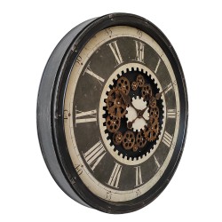 Clayre & Eef Wall Clock Ø 76 cm Black Beige Plastic Round