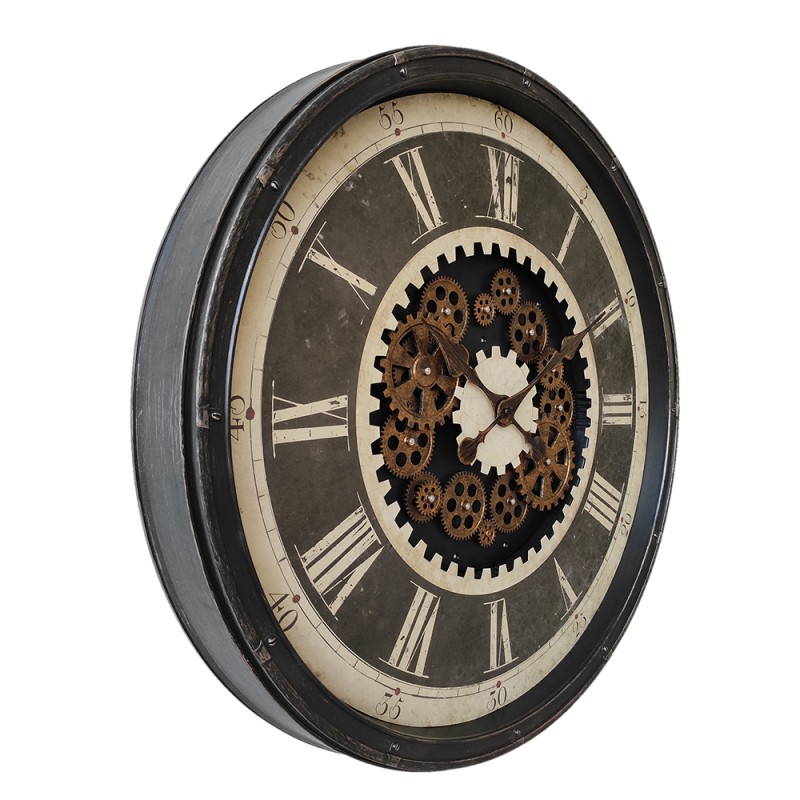 Clayre & Eef Horloge mural Ø 76 cm Noir Beige Plastique Rond