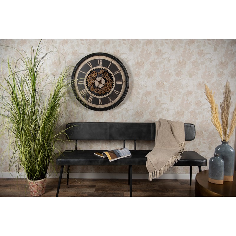 Clayre & Eef Horloge mural Ø 76 cm Noir Beige Plastique Rond
