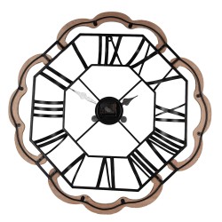 Clayre & Eef Wall Clock Ø 70 cm Brown Grey Wood Iron