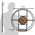 Clayre & Eef Orologio da parete Ø 60 cm Marrone Nero  Legno Ferro