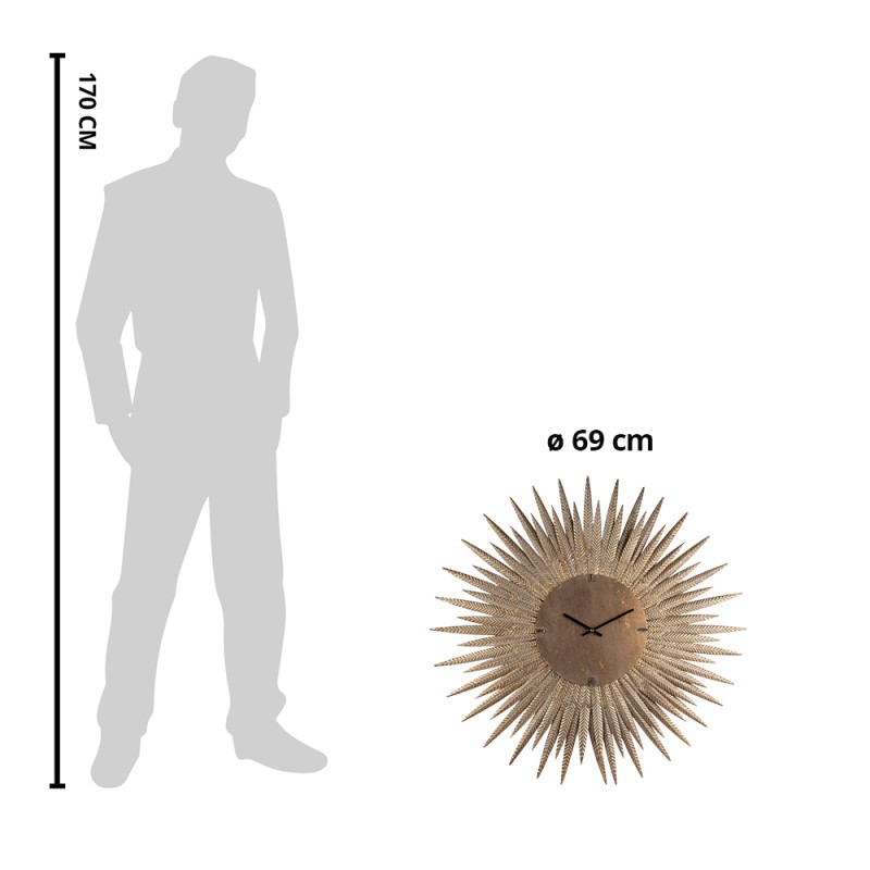Clayre & Eef Horloge mural Ø 69 cm Couleur cuivre Fer Rond