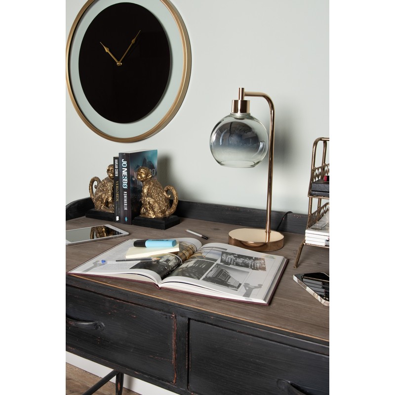 Clayre & Eef Horloge mural Ø 60 cm Noir Couleur or Fer Verre