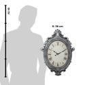 Clayre & Eef Orologio da parete 56x6x76 cm Color argento Plastica Vetro Ovale