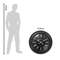 Clayre & Eef Wall Clock Ø 76x6 cm Black White Plastic Glass Westminster Clock Company London