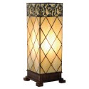 LumiLamp Lampe de table Tiffany 18x45 cm Beige Marron Verre Carré