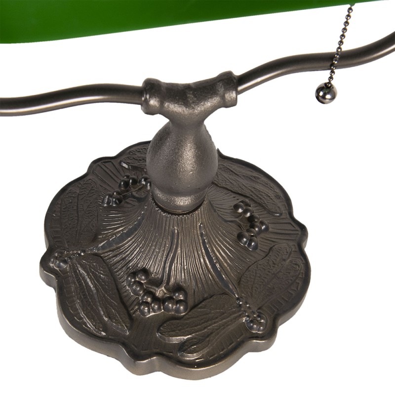 LumiLamp Lampe de bureau Lampe de banquier 27x20x36 cm Vert Marron Métal Verre