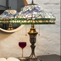 LumiLamp Table Lamp Tiffany Ø 46x60 cm  Beige Green Glass Plastic Round Flowers