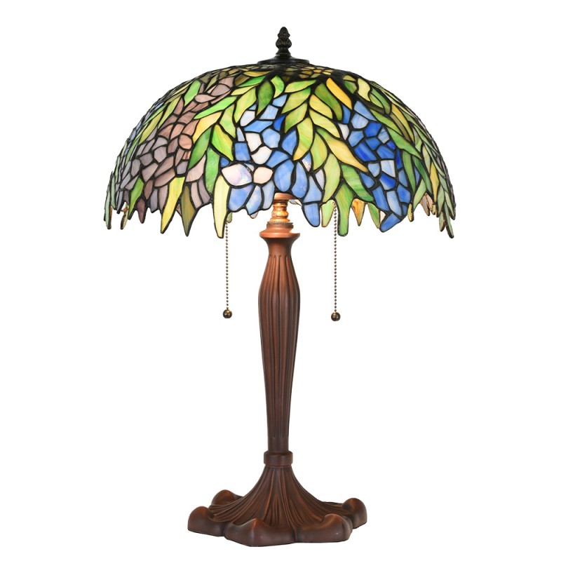 LumiLamp Lampe de table Tiffany Ø 41x60 cm Vert Verre