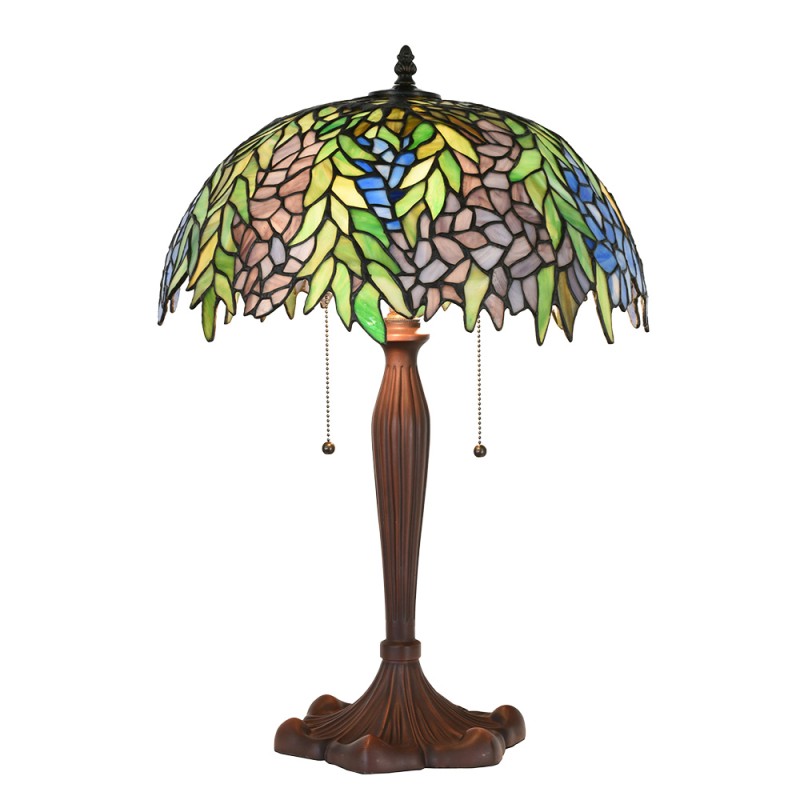 LumiLamp Lampe de table Tiffany Ø 41x60 cm Vert Verre