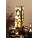 LumiLamp Tiffany Tafellamp  12x35 cm  Groen Bruin Glas Vierkant