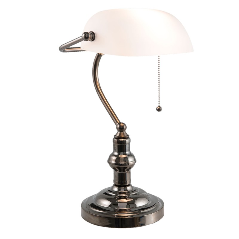 LumiLamp Lampe de bureau Lampe de banquier 27x23x42 cm  Blanc Fer Verre