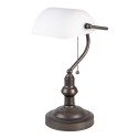 LumiLamp Schreibtischlampe Bankerslampe Ø 27x40 cm  Weiß Braun Metall Glas Rechteck