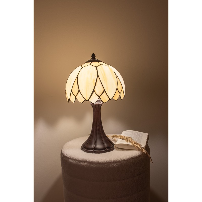 LumiLamp Tiffany Tafellamp  Ø 25x42 cm  Beige Bruin Glas