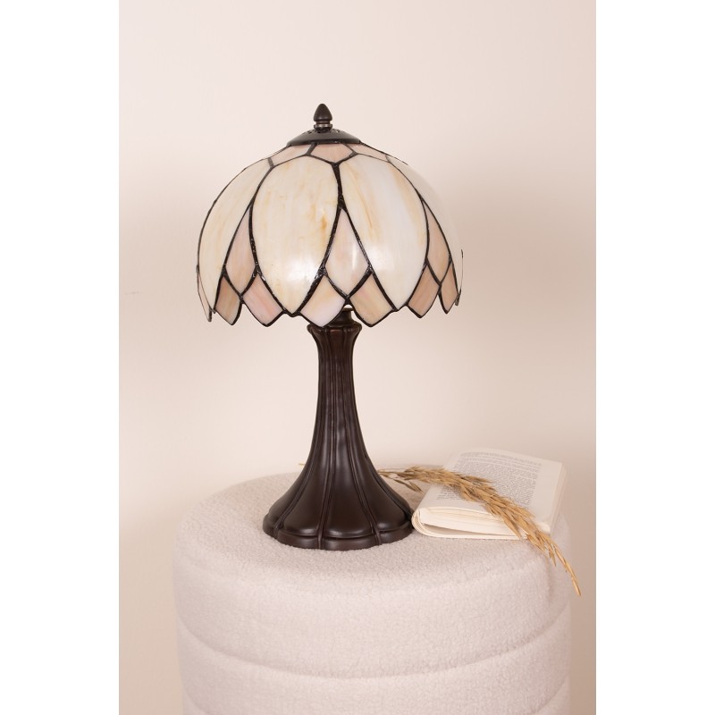 LumiLamp Table Lamp Tiffany Ø 25x42 cm  Beige Brown Glass