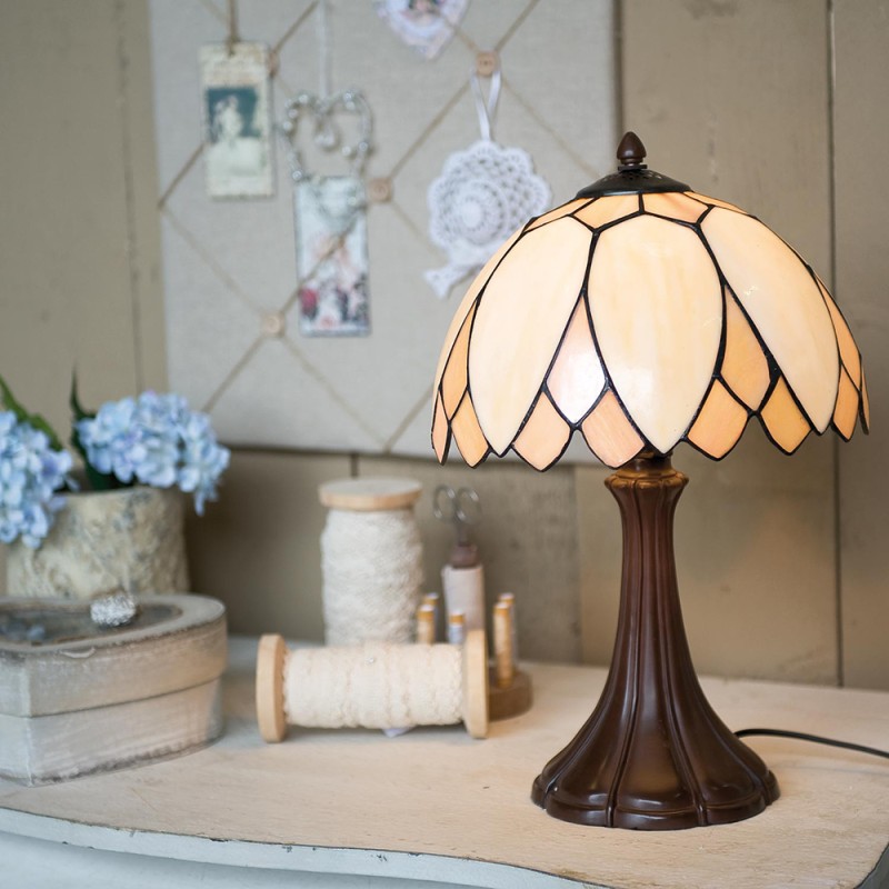 LumiLamp Table Lamp Tiffany Ø 25x42 cm  Beige Brown Glass