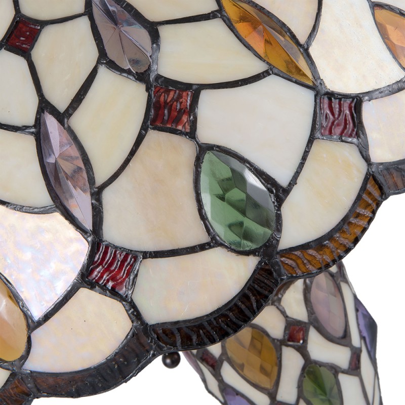 LumiLamp Table Lamp Tiffany Ø 40x60 cm Beige Brown Glass Semicircle