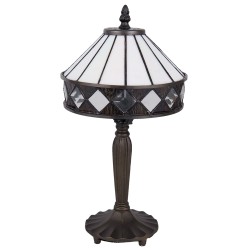 LumiLamp Lampe de table Tiffany Ø 20x36 cm  Blanc Marron Verre