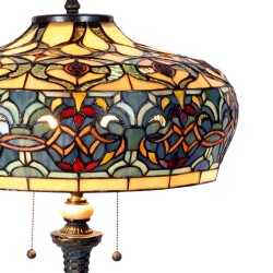 LumiLamp Lampe de table Tiffany Ø 47x71 cm Bleu Verre Rectangle