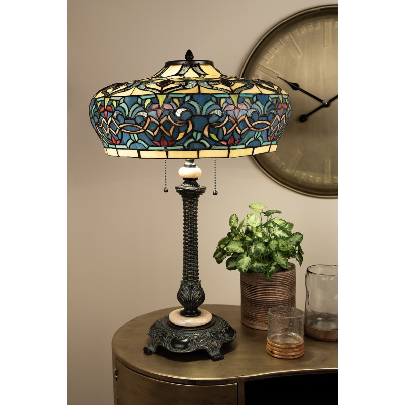 LumiLamp Tiffany Tafellamp  Ø 47x71 cm Blauw Glas Rechthoek