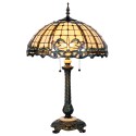 LumiLamp Tiffany Tischlampe Ø 50x80 cm Beige Blau Glas Halbkreis Libelle