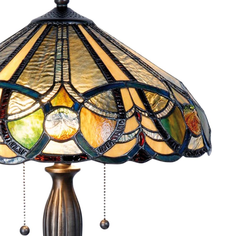 LumiLamp Lampe de table Tiffany Ø 41x61 cm  Beige Vert Verre Triangle