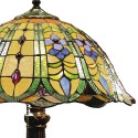 LumiLamp Tiffany Tischlampe Ø 40x53 cm  Grün Glas Dreieck Blumen