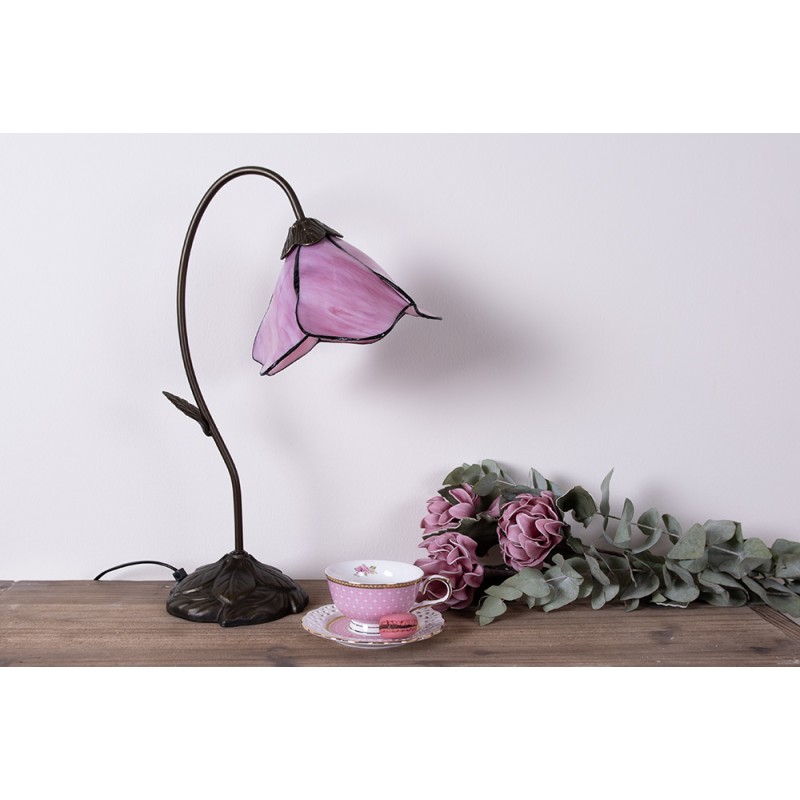 LumiLamp Lampe de table Tiffany 30x48 cm  Rose Verre