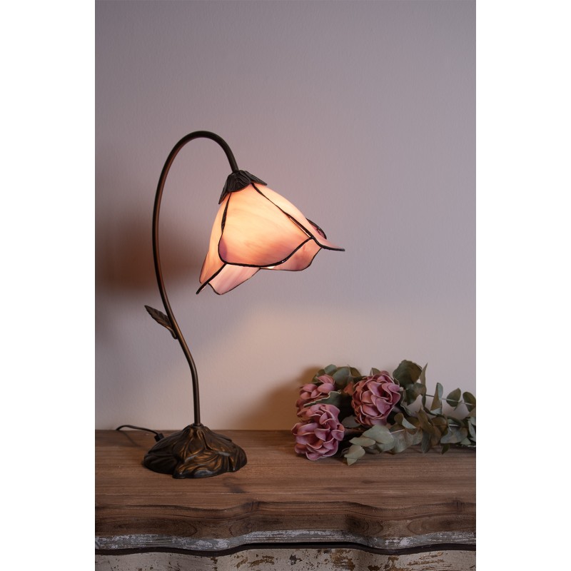 LumiLamp Lampe de table Tiffany 30x48 cm  Rose Verre