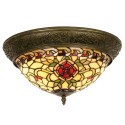 LumiLamp Deckenlampe Tiffany Ø 38x19 cm  Rot Grün Glas Dreieck Rose