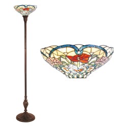 LumiLamp Floor Lamp Tiffany Ø 35x180 cm  Beige Red Glass Triangle Flowers