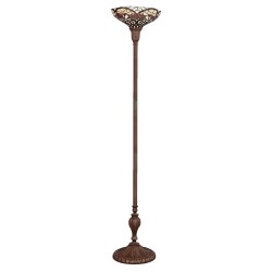 Lumilamp Tiffany Stehlampe Ø 35x180 cm Beige Rot Glas Dreieck Blumen