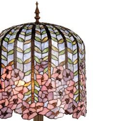 LumiLamp Table Lamp Tiffany Ø 40x84 cm Blue Pink Glass Rectangle Flowers