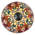 LumiLamp Tiffany Tischlampe Ø 46x64 cm  Rot Blau Glas Halbkreis Rose