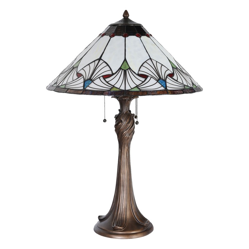 Lumilamp Lampe de table Tiffany Ø 51x78 cm Beige Bleu Verre Triangle