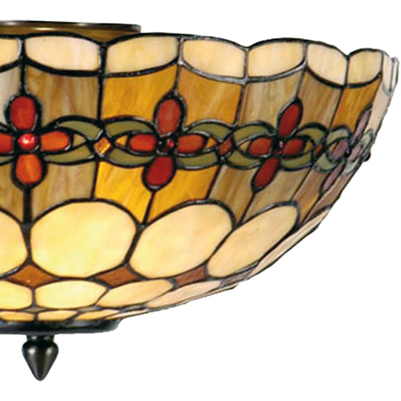 LumiLamp Deckenlampe Tiffany Ø 40x24 cm  Beige Rot Metall Glas Halbkreis Rose